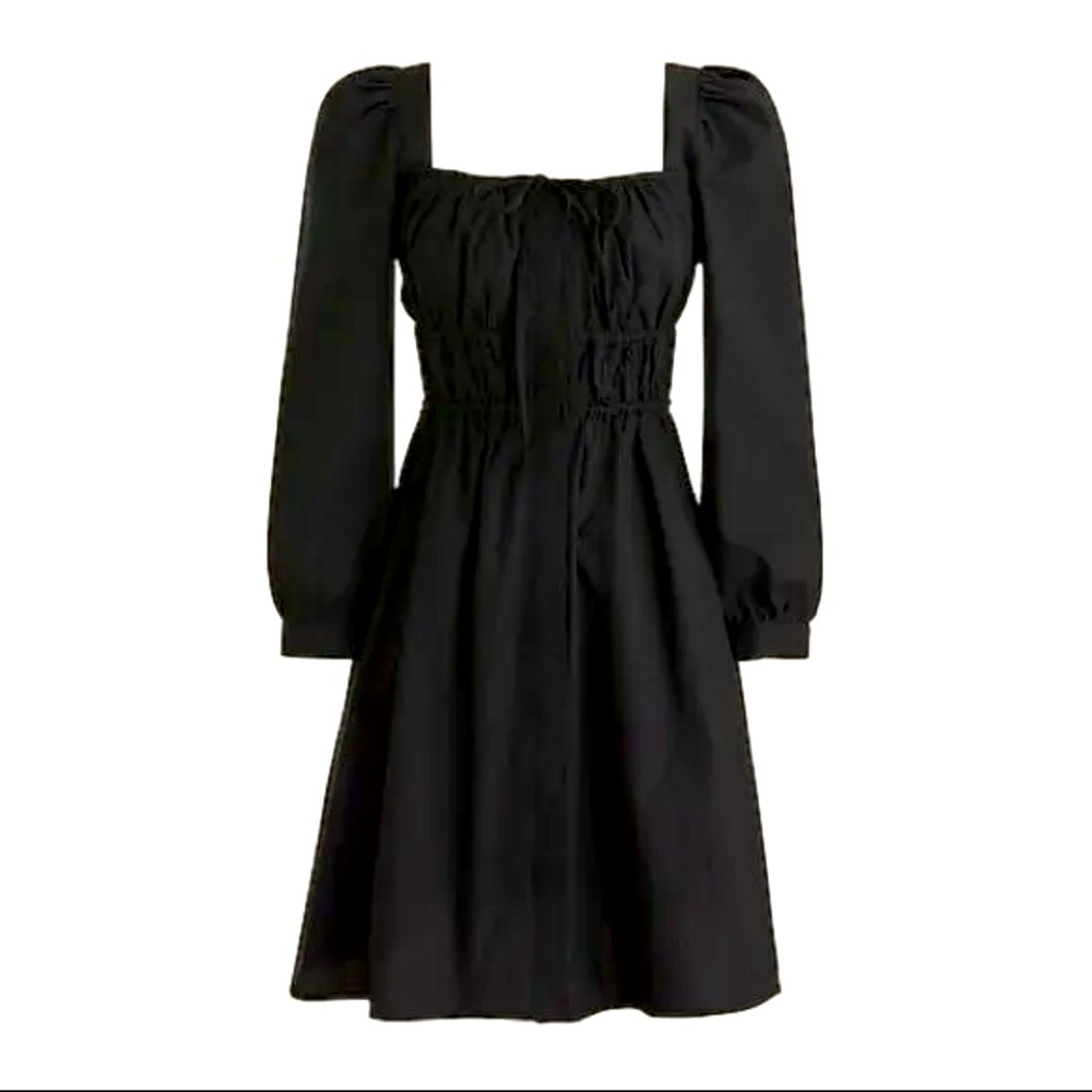 J. CREW Women's Black Cinched-Waist Cotton Poplin Dress Size 18